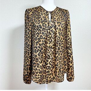 JONES NEW YORK ANIMAL LEOPARD PRINT SATIN BLOUSE 10
